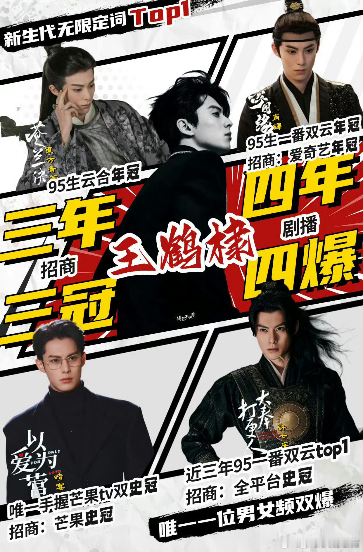 王鹤棣 王鹤棣实绩有苍兰诀和大奉打更人两部大爆剧，商务皆为高质量国民品牌和顶奢的