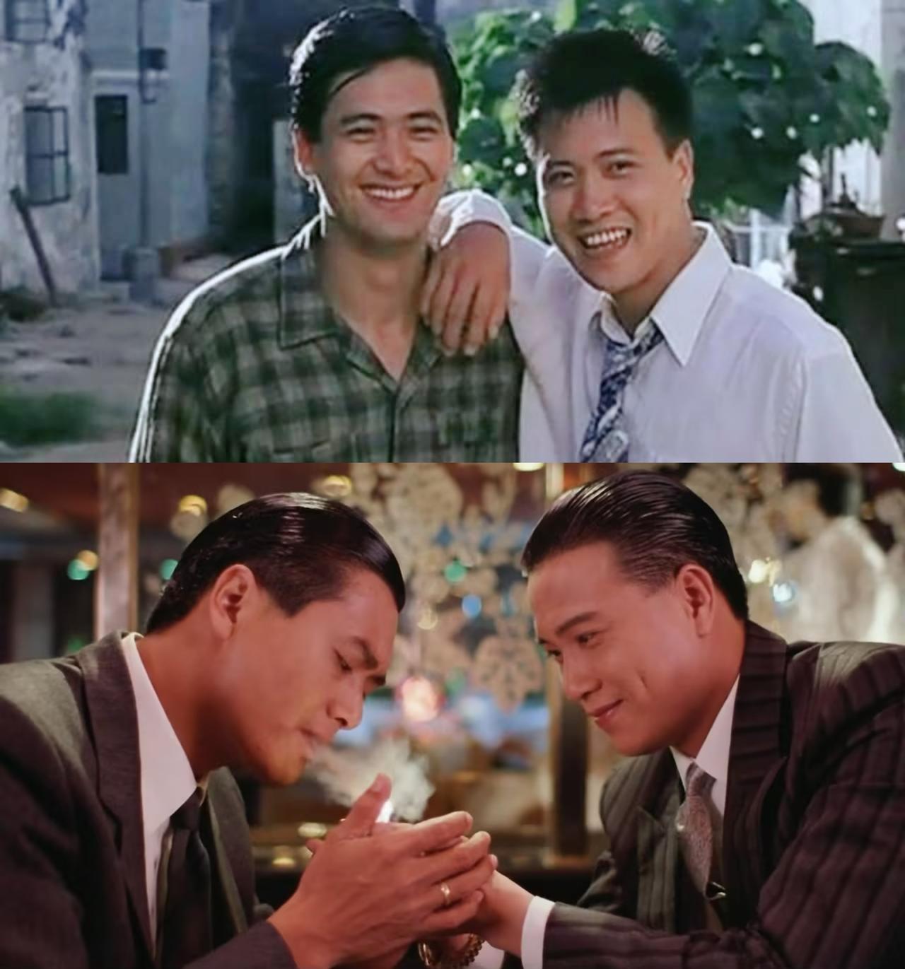 万梓良和周润发两位香港影视界的风云人物，因为都曾是TVB一哥、形象气质类似、且同