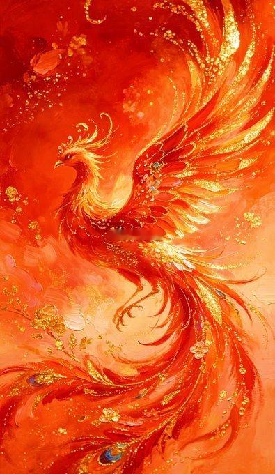 凤凰涅槃，重生辉煌，祝你在未来的日子里，生活美满如意，家庭幸福安康！ 