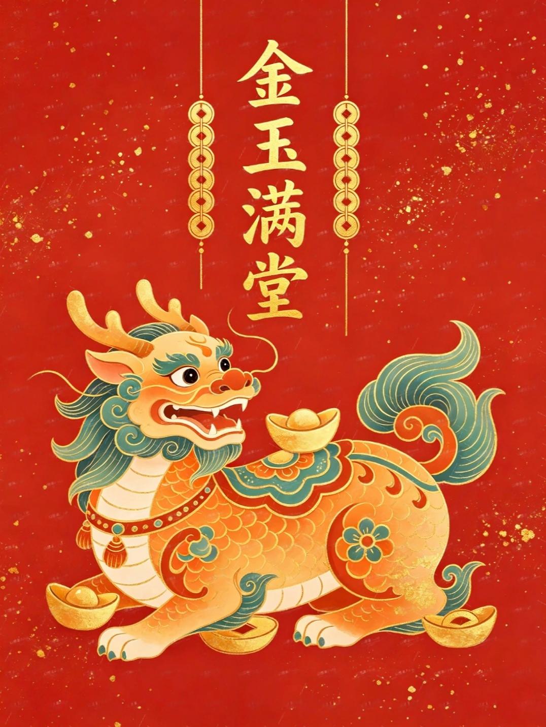 金玉满堂·万事如意传统文化 传递正能量 绘画 祝福
