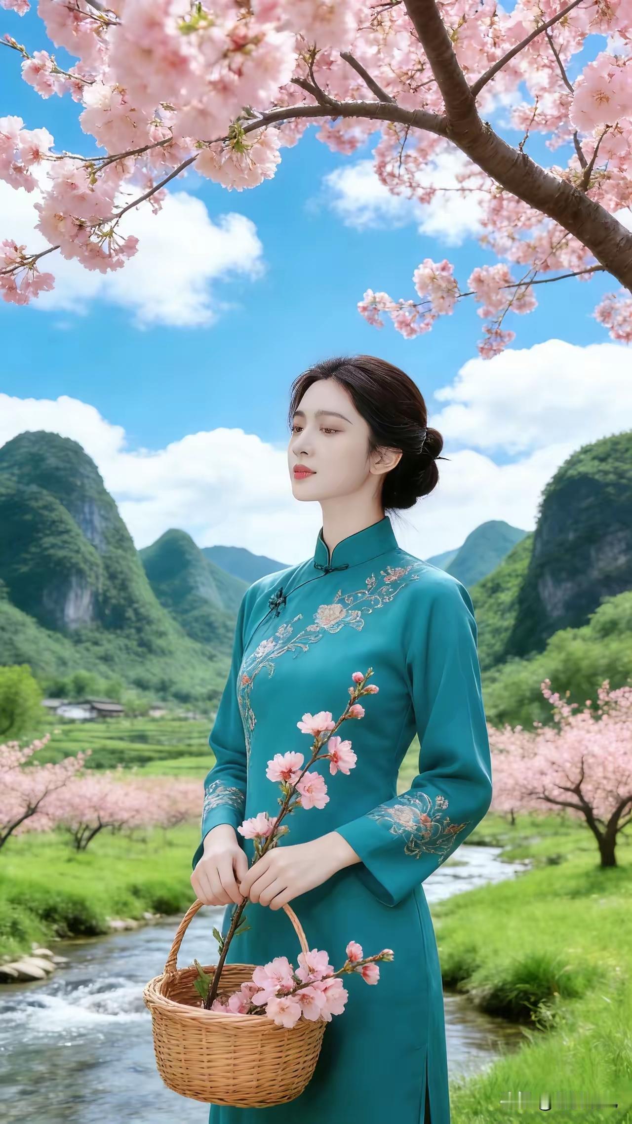 天净沙·新气象
香风引领山川，
桃林焕彩春妍。
游客欢歌韵绵。
景添新变，
画中