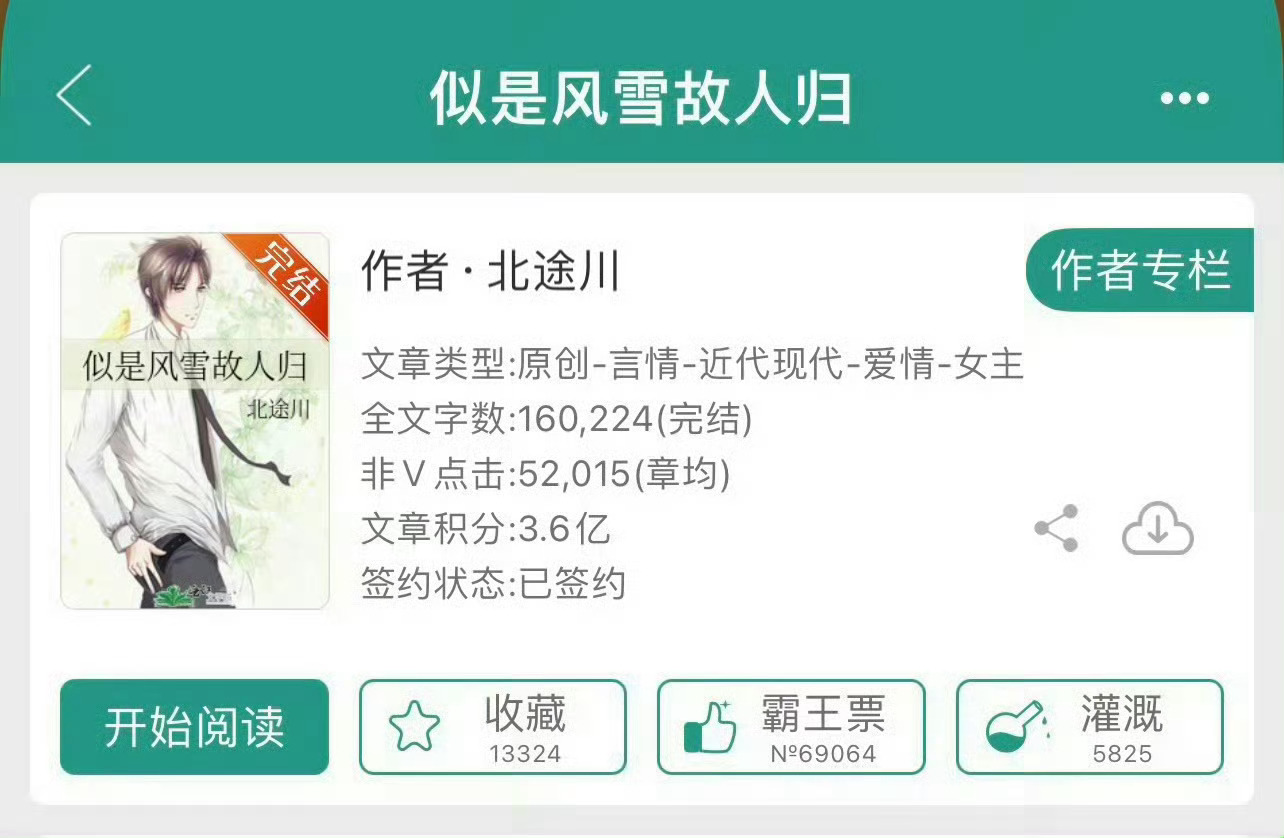 小说推荐：《似是风雪故人归》 作者:北途川简评：逗逼欢脱女主vs腹黑强大男主，青