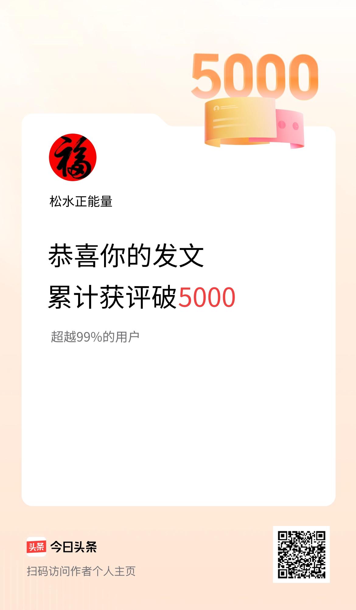 我在头条累计获评论量破5000啦！