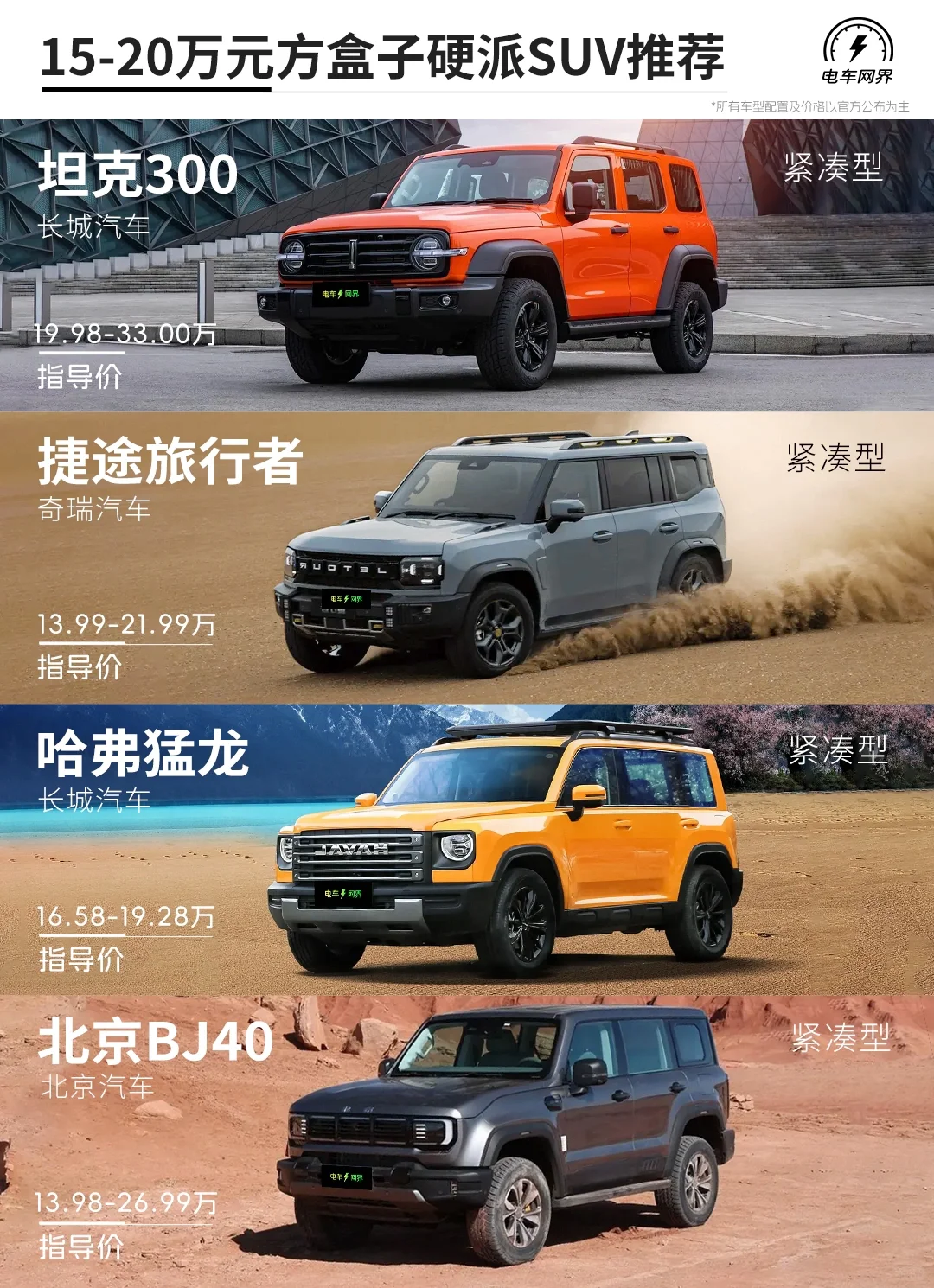 四款15-20方盒子硬派越野suv推荐