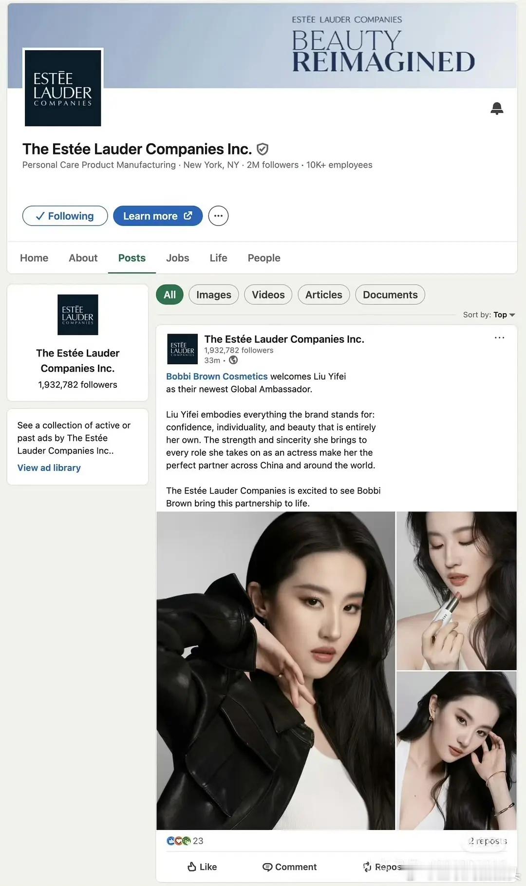 🍯🧚🏻♀️又打起来了，原因因为雅诗兰黛雅诗兰黛领英没有官宣过🍯，却官宣了