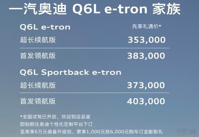 【奥迪Q6L e-tron家族预售35.3万起！8月7日正式上市】两种造型可选：