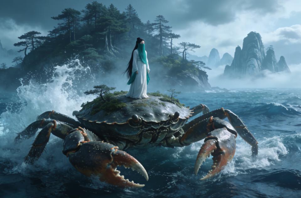 品读《山海经》513——《海内北经》大蟹，陵鱼
原文：
大蟹在海中。
陵鱼，人面