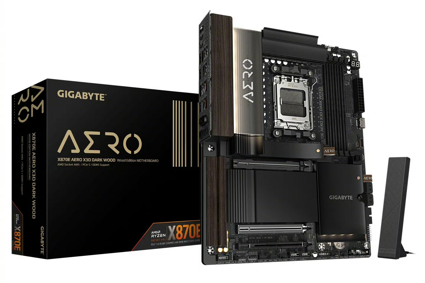 技嘉 X870E AERO X3D DARK WOOD 深色木艺主板上市，搭载 