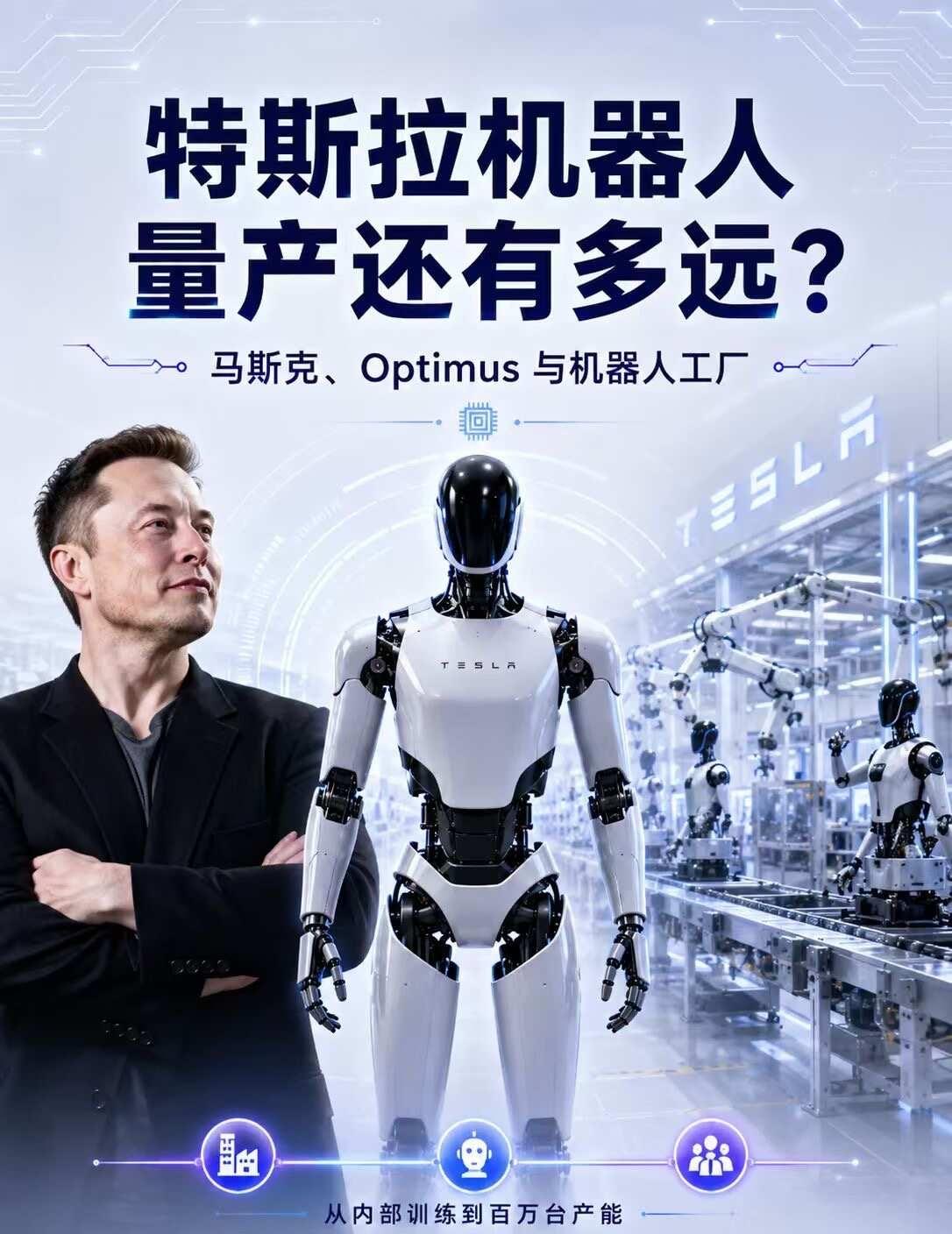 特斯拉机器人量产还有多远？
从内部训练到百万台产能，特斯拉机器人量产路线终于清晰