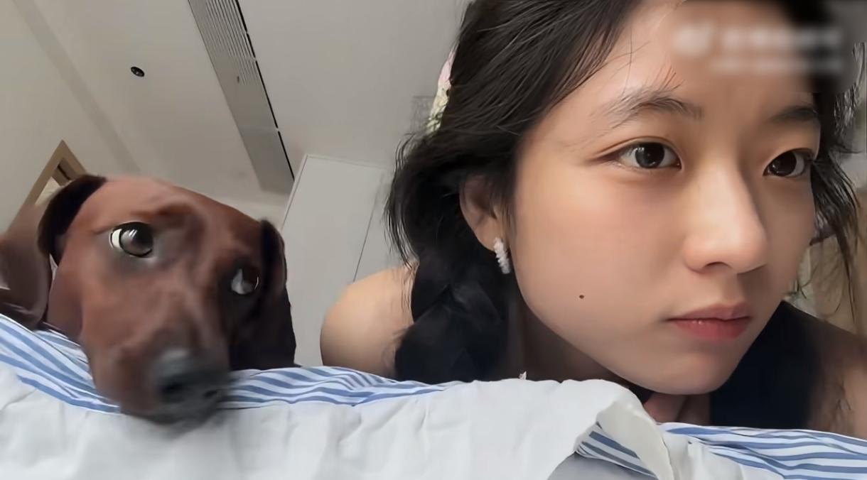 一直听说宠物养久了会随主人，刷到孙千和她家小狗的同框，我才算真正亲眼见证。完全不