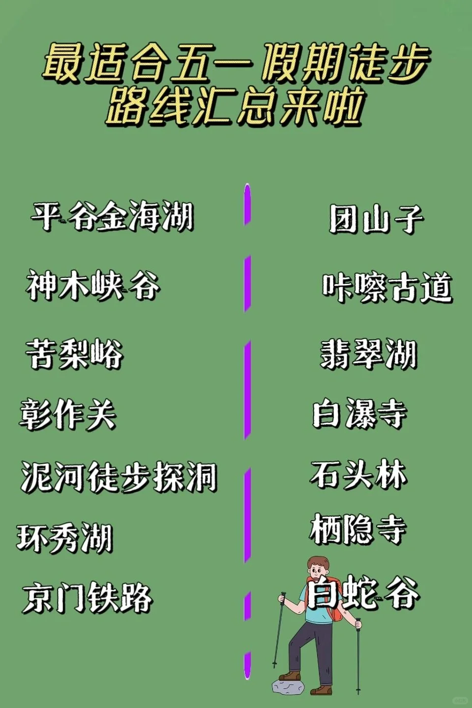 说走就走的旅行五一徒步路线合集来啦