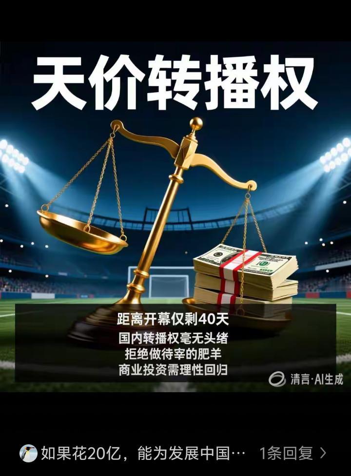 20亿天价买世界杯转播权是否值得？目前距离世界杯只有40等多天，我东方大国的转播