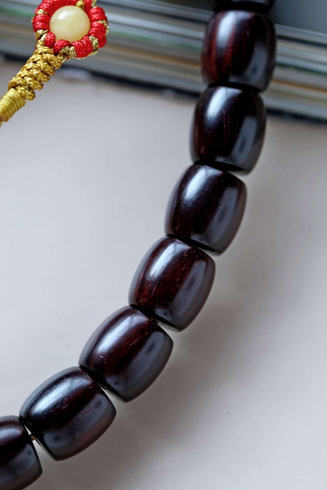 高密包浆12-14mm桶珠手持 老料 小叶紫檀 约23.7g 【编号3369】 