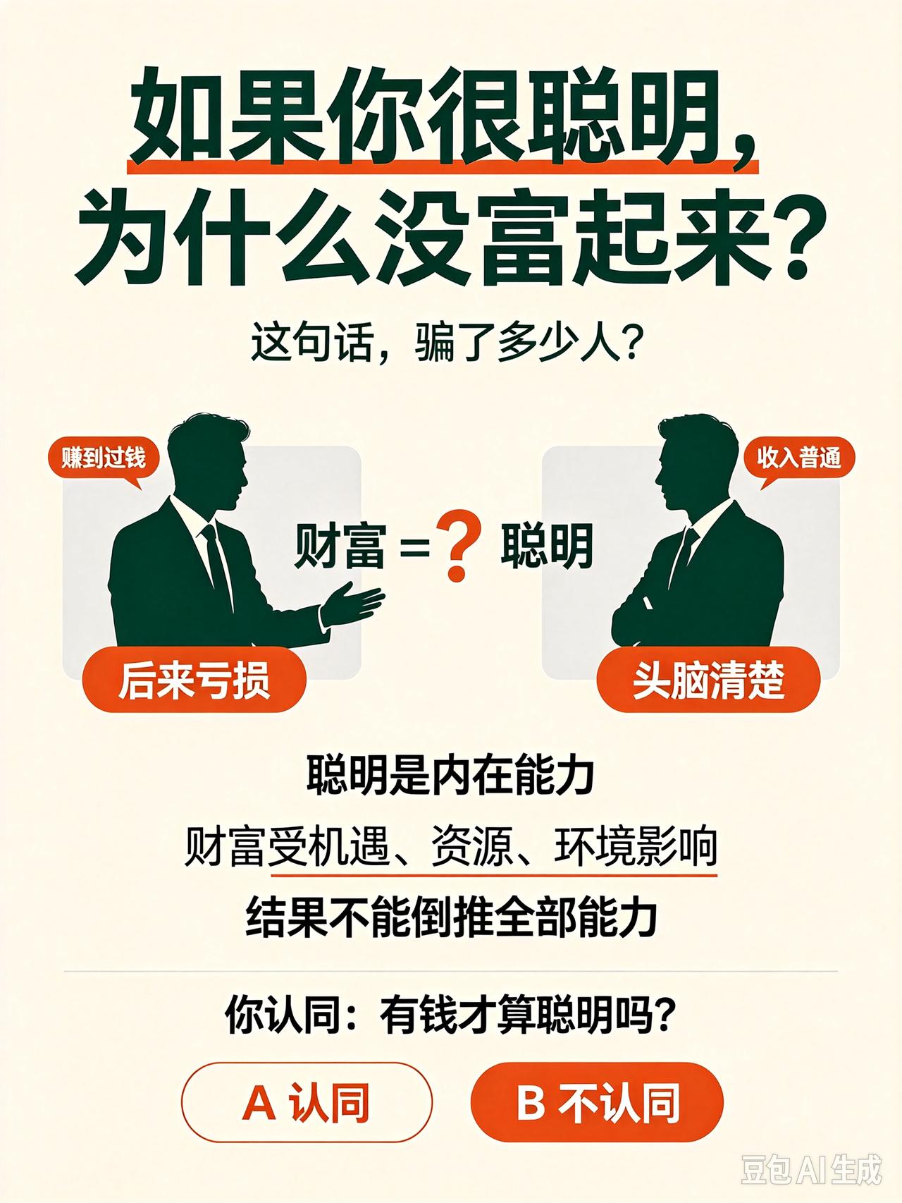 “如果你很聪明，怎么没富起来？”毒鸡汤别当真！
 
网上一句扎心话：如果你很聪明