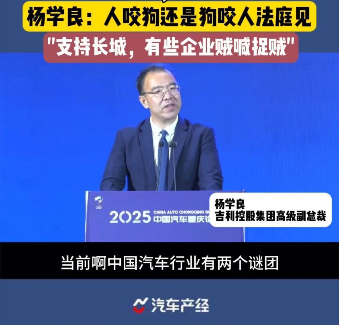 在2025中国汽车重庆论坛上，吉利杨总发言很犀利、很劲爆！
—他说当前中国汽车行