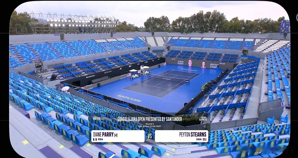 WTA500快讯，[呲牙]因雨暂停⏸️🔥预定7:00开始的瓜达拉哈拉女单次轮第
