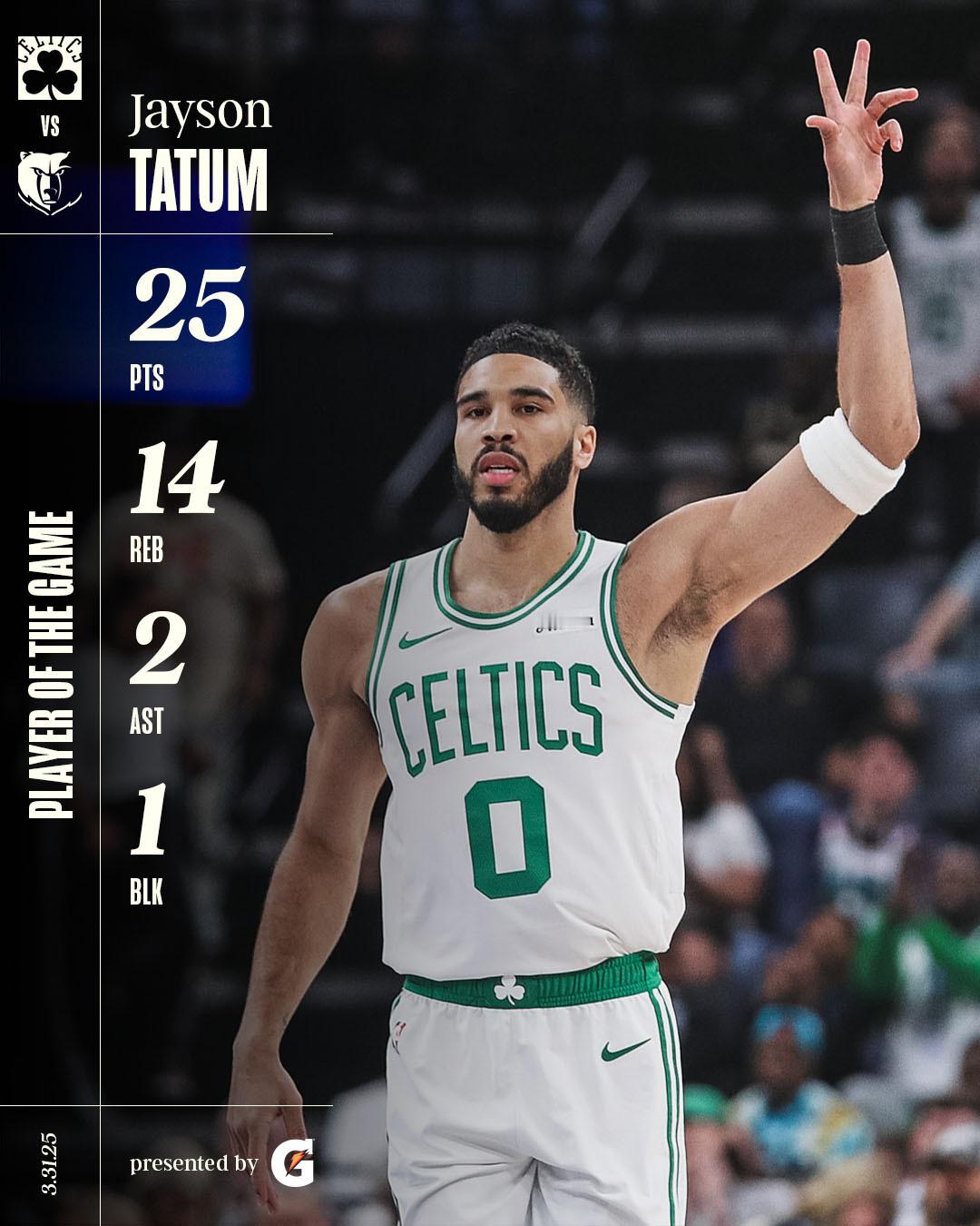 凯尔特人国度 Player Of The Game : Jayson Tatum