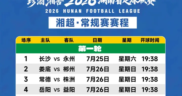 2026年“湘超”赛程公布，揭幕战门票今晚开抢！