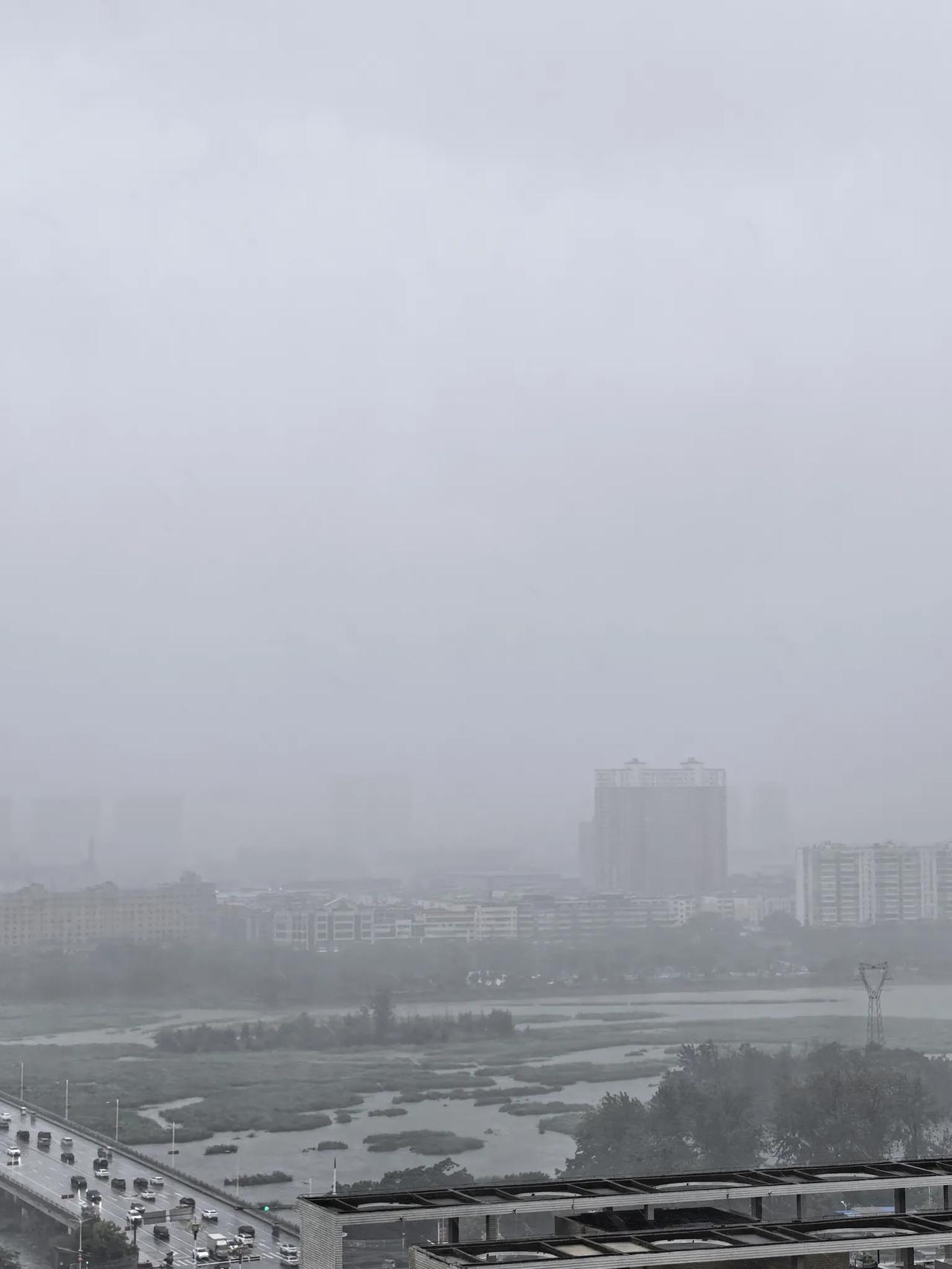 白海豚的威力可真大，
地处中原腹地的我们也受到它的影响。
从昨夜到今天一直下着雨