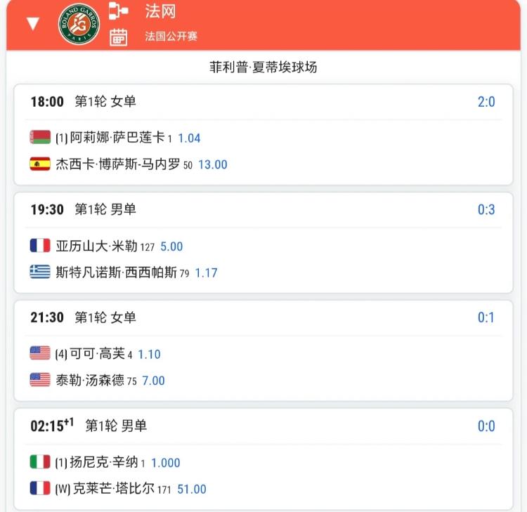 法网第3日赛程！！
今日男女头号种子都将登场，爽爽的比赛终于来咯！！萨巴伦卡在中