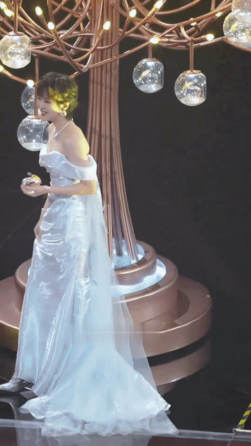 姚安娜三线艺人，顶流的排面，她的礼服是不用提的，裙摆是不用踢的，因为量身定做的裙