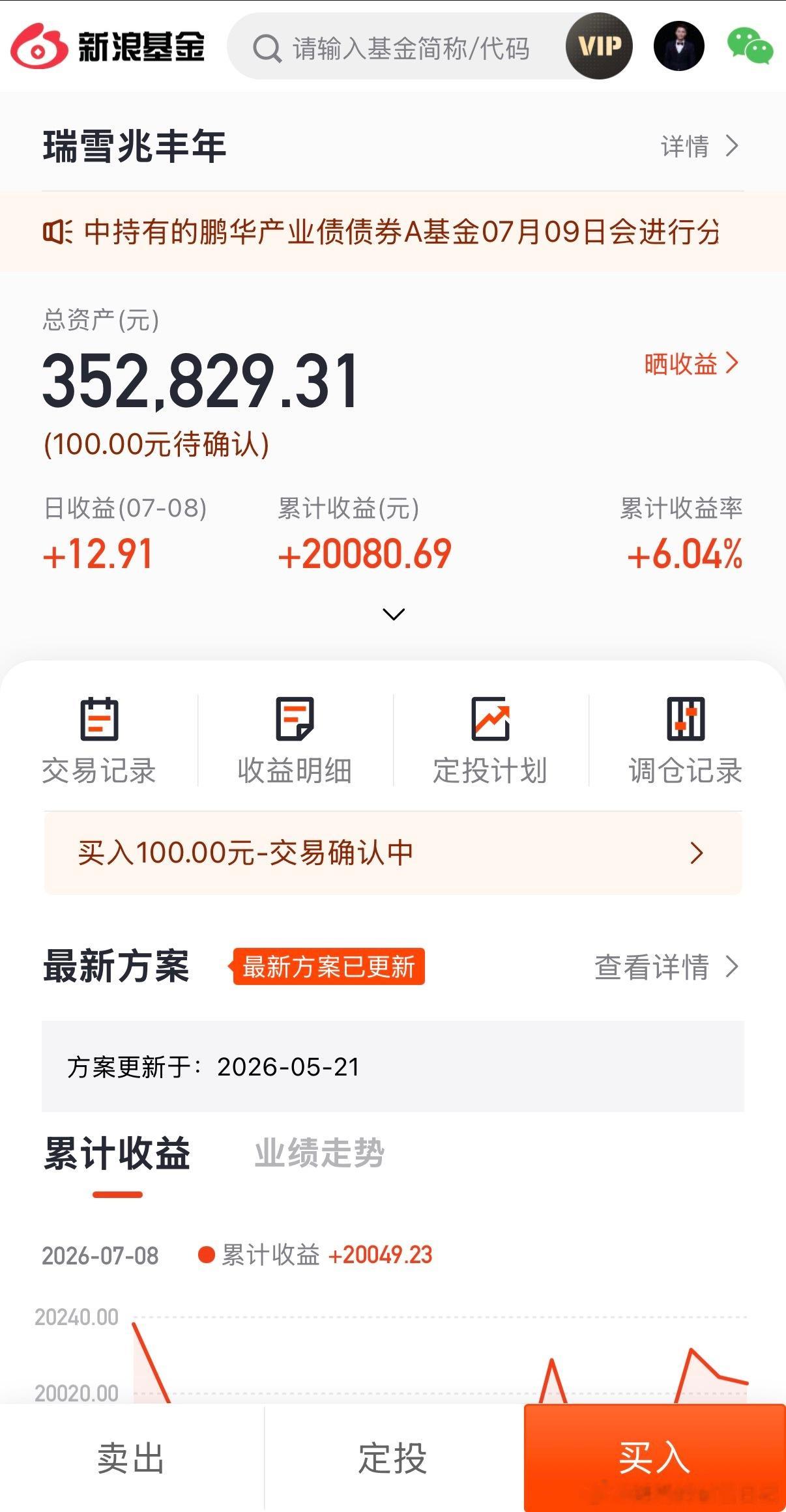 连涨4天，今天有基金扣除分红了的，正常收益率应该更高的！基金瑞雪兆丰年 ofzh
