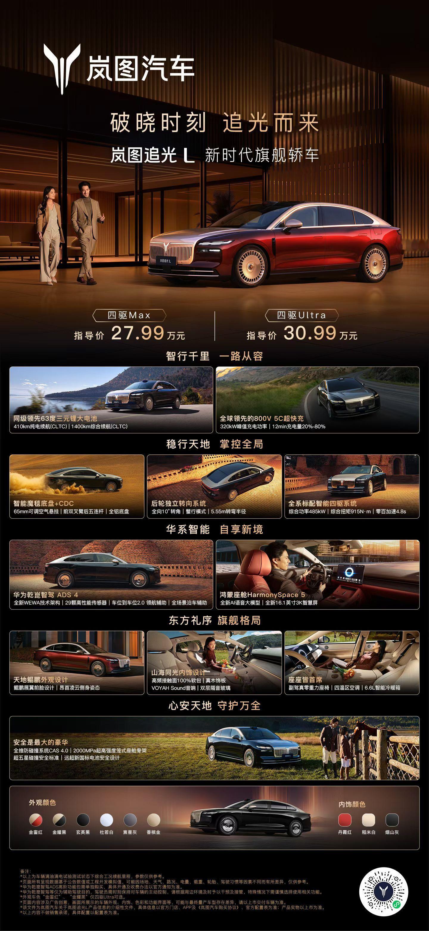 岚图追光L来了，售价27.99万元。这小拼色确实精致，明年是不是标配这种了？