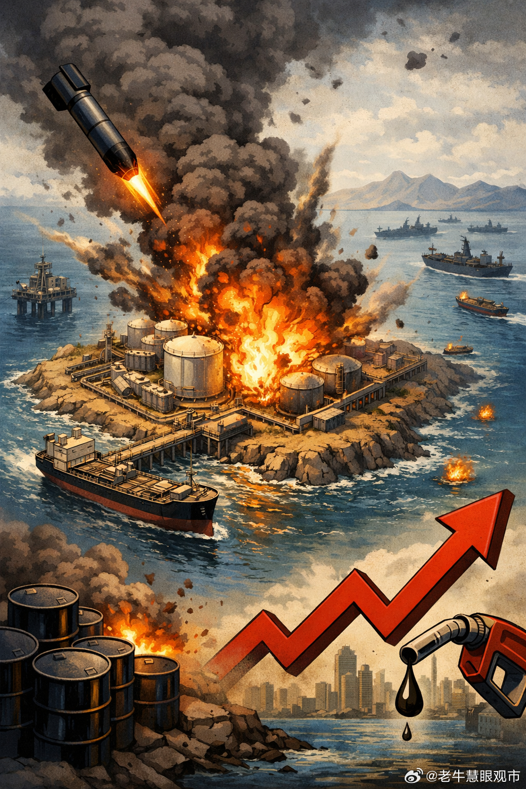 霍尔木兹海峡首次没有船只通航哈尔克岛若被点燃，油价将进入一个再也回不去的时代真正