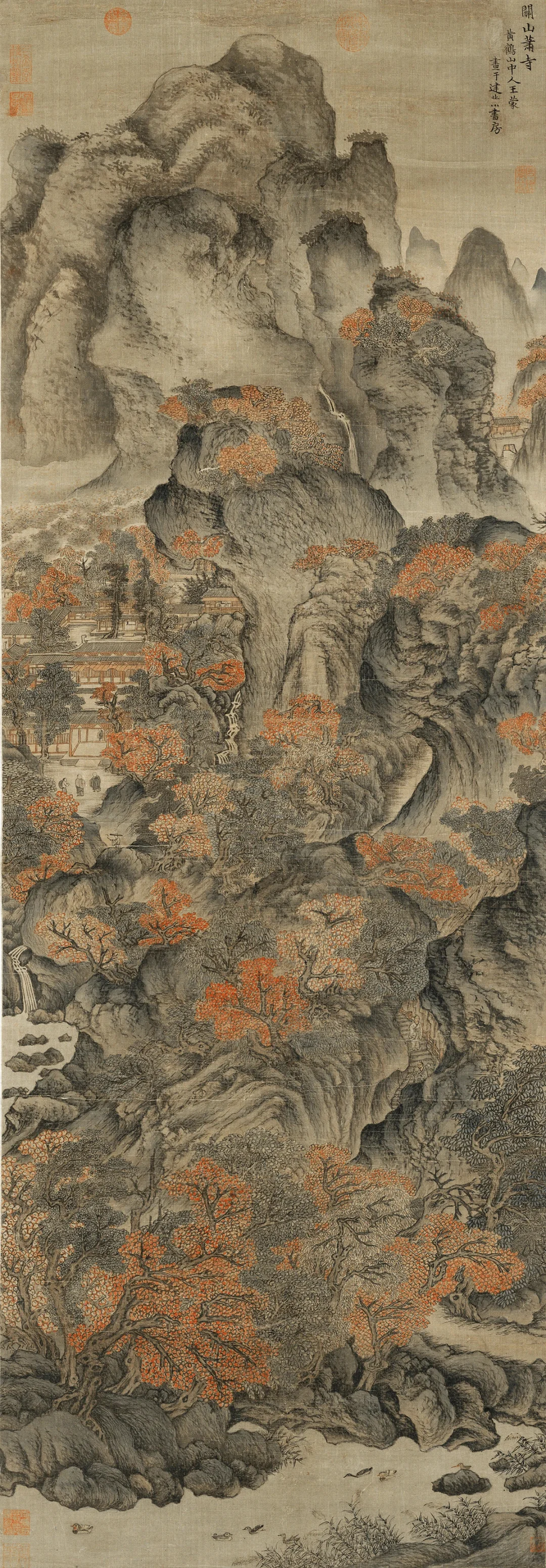 300幅传世名画王蒙《关山箫寺图轴》