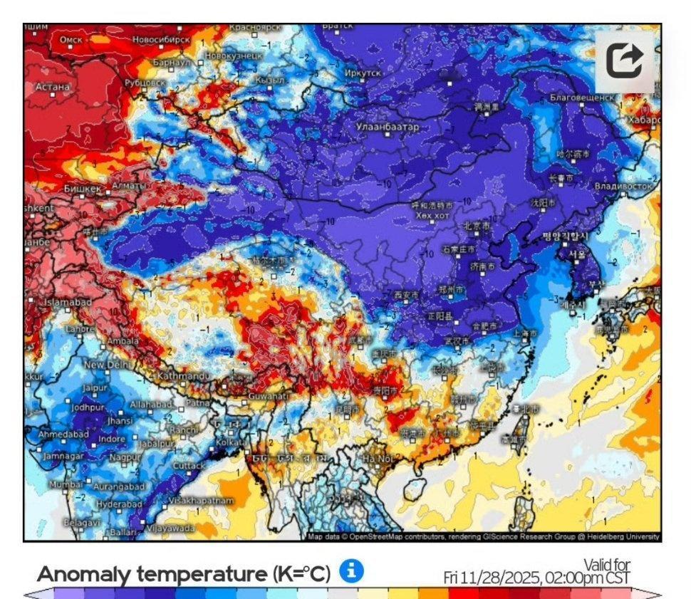 16：38分更新，静待本月末“超级”大寒潮……