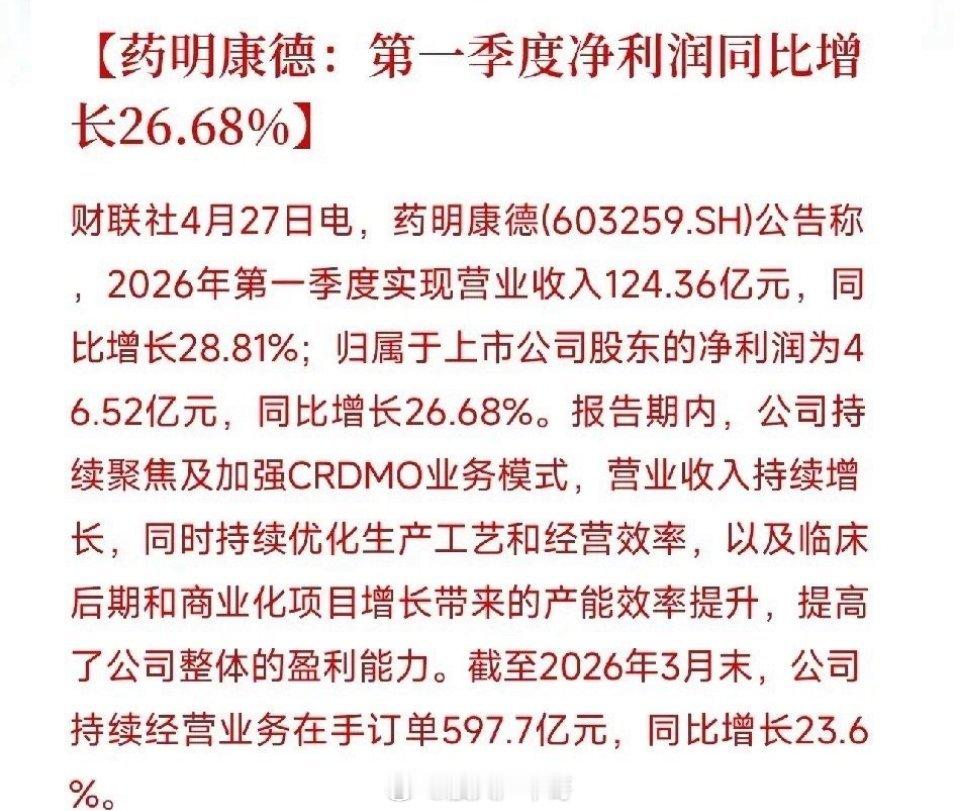 DeepSeek发布V4暴击港股AI龙头药明康德一季报：净利46.52亿，在手订