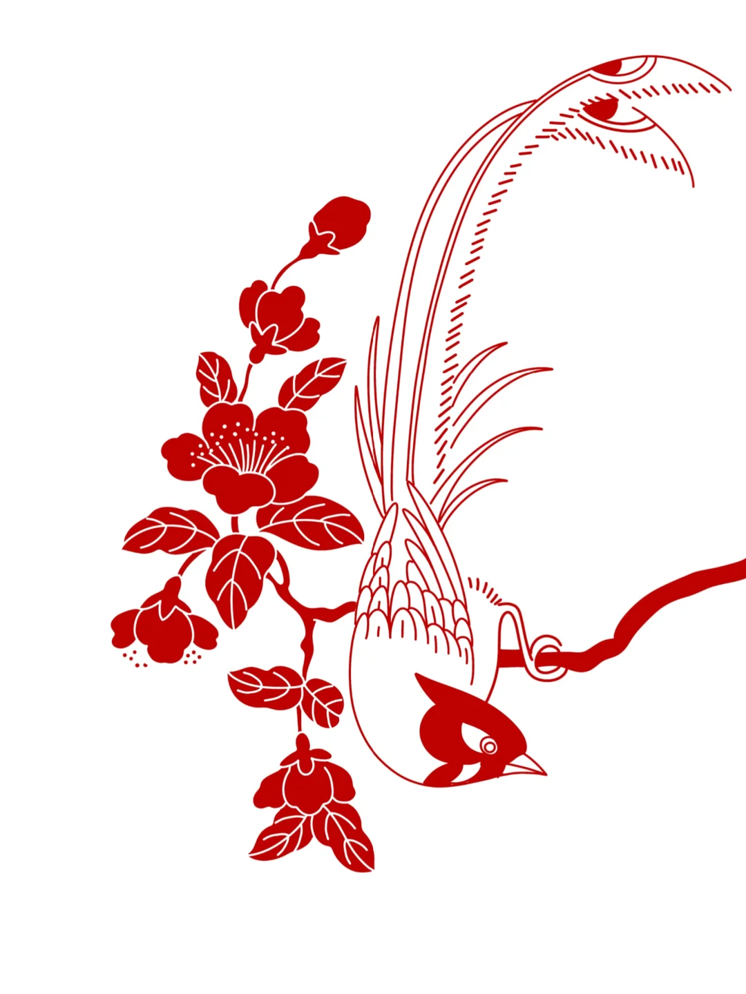 绶带鸟海棠花图案纹样
