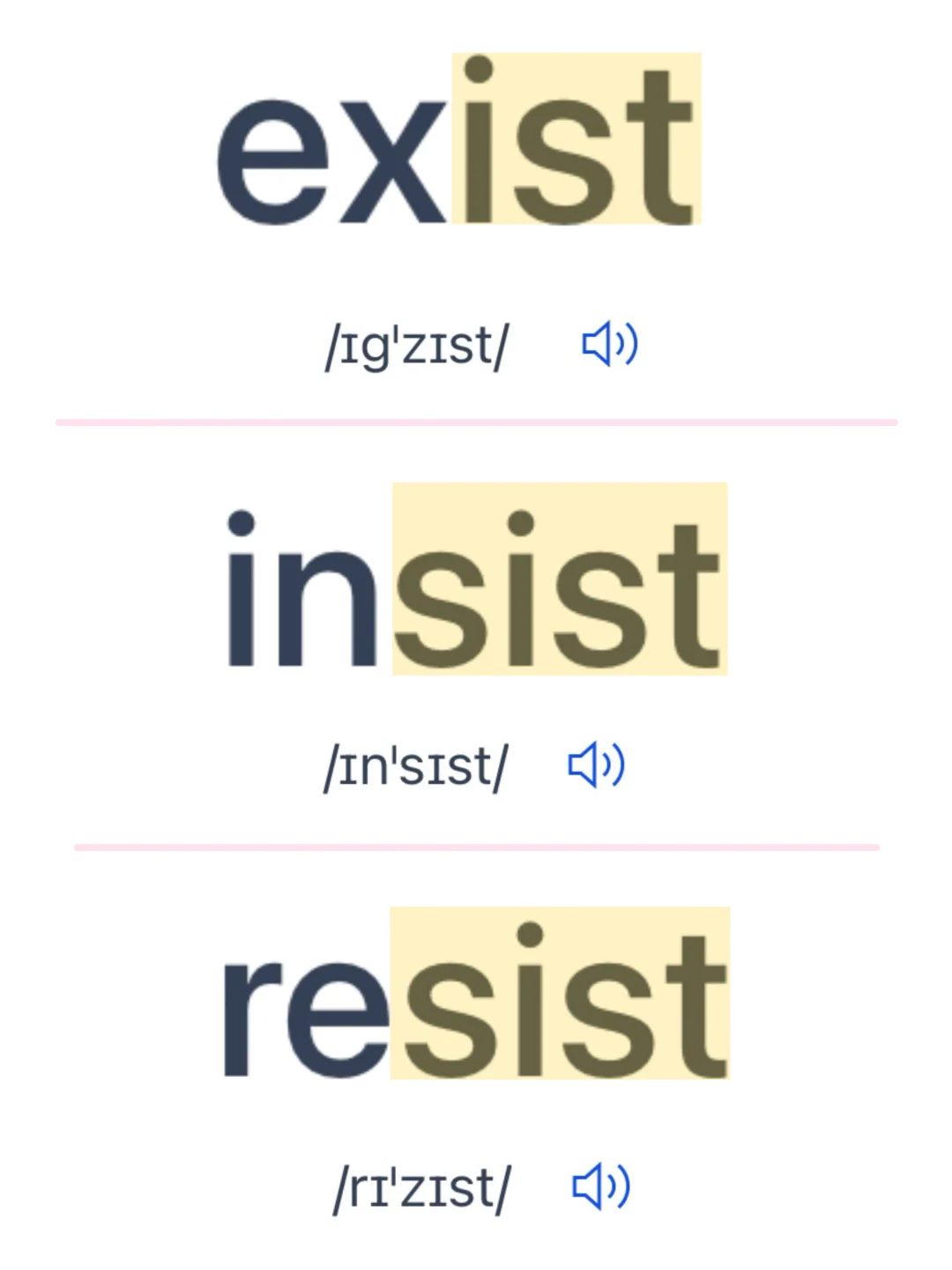 ✅熟悉且常考的单词  “sist” 家族