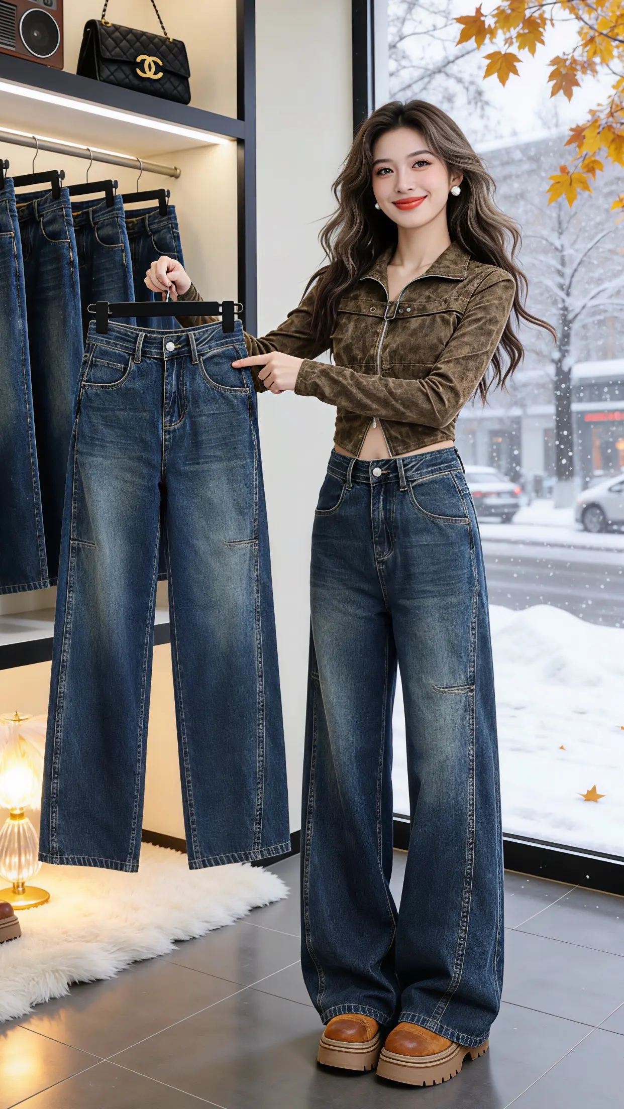 穿出自己的风格 过年氛围提前搞起来了 随意穿搭 春款上新 阔腿牛仔裤