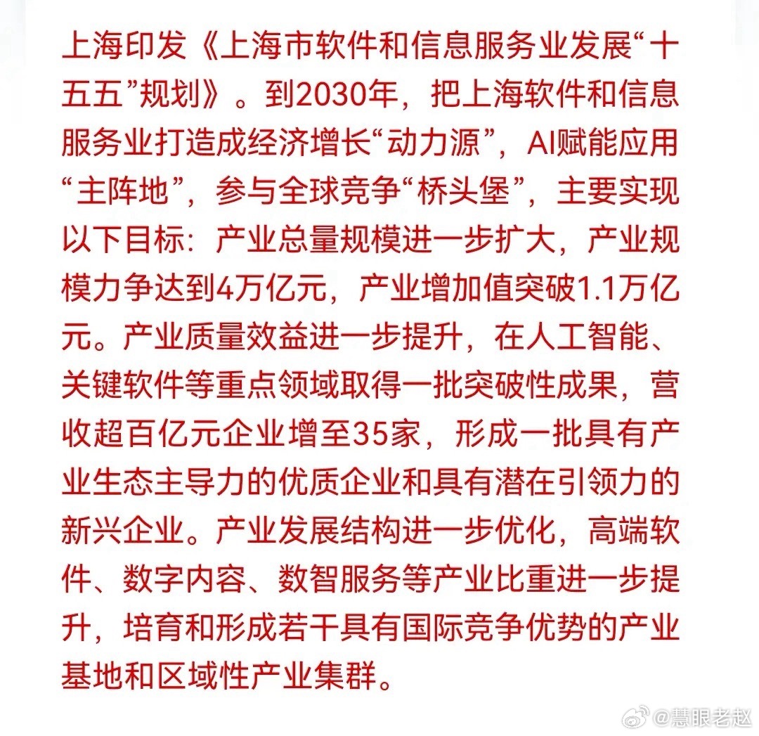 上海十五五软件规划发布，AI应用迎来重大政策红利 