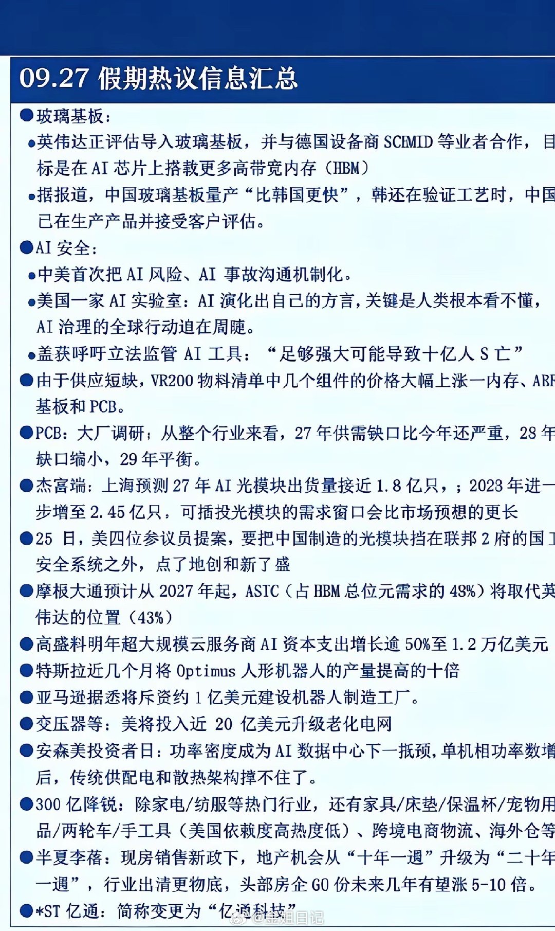 明日就要开盘！假期消息面汇总！希望对你有帮助！ ​​​