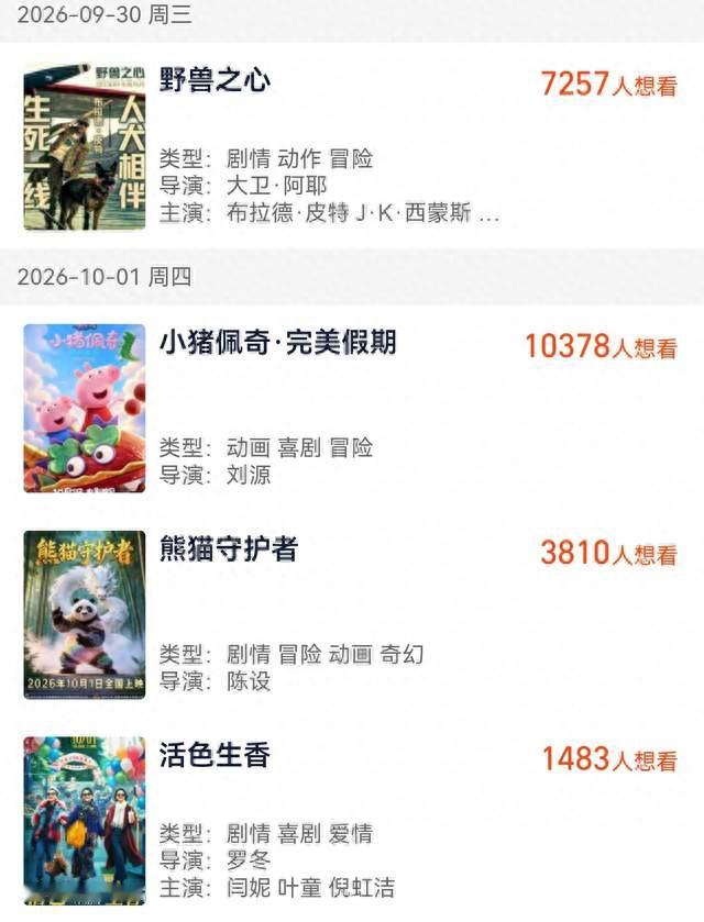 2026国庆档提前杀疯！四部大片正式定档，全家观影片单已备好