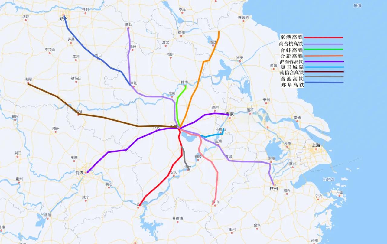 当各地积极打造米字形高铁网时，合肥时钟型高铁网悄然成型。
普铁时代的铁路建设相对