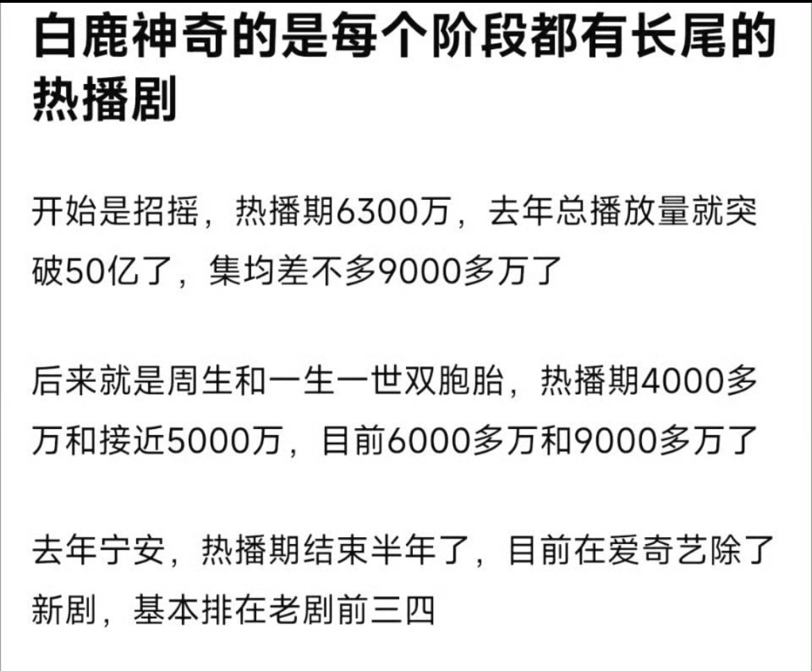 白鹿每个阶段的爆剧确实都不错这也是她能有效涨粉的原因剧粉盘大是这样的喜欢看她剧的
