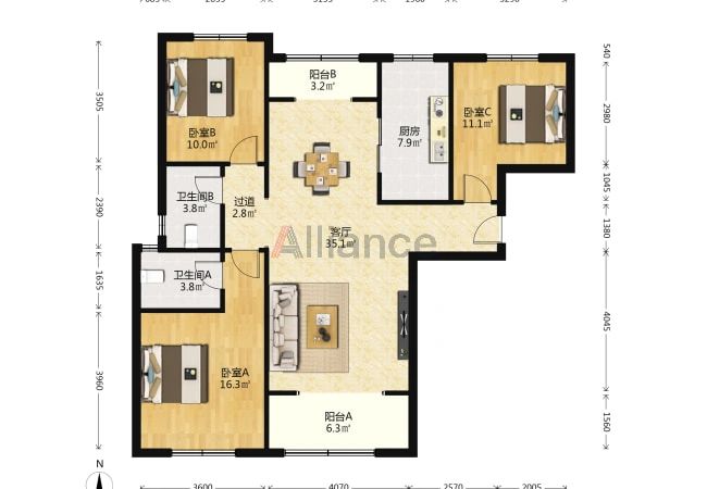 鱼化寨地铁口400米，精装三室271万