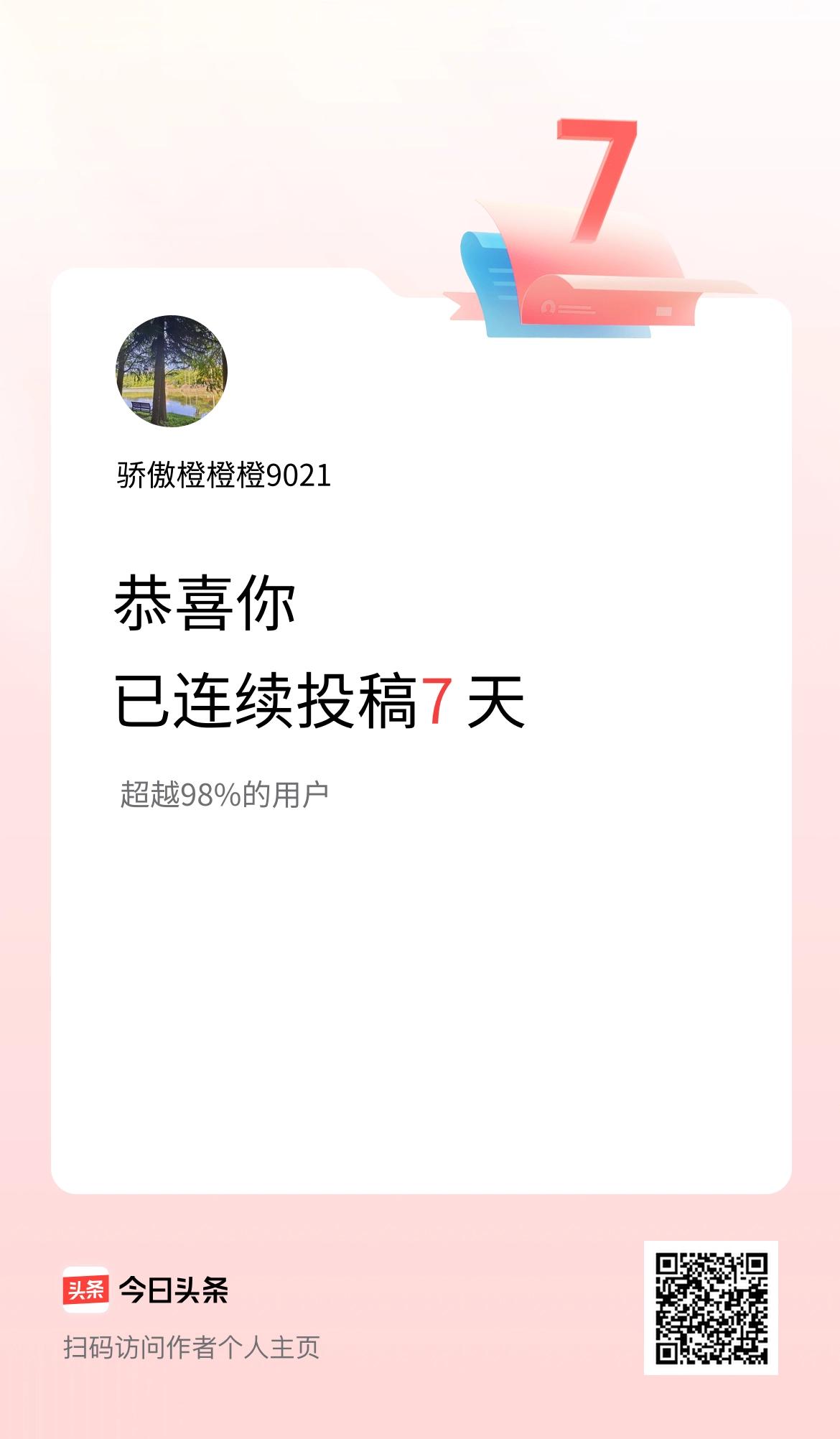 我在头条连续投稿7天