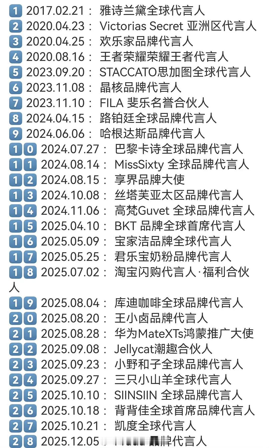 杨幂代言一览表，马上破30个了全明星里也是前3的水平吧 