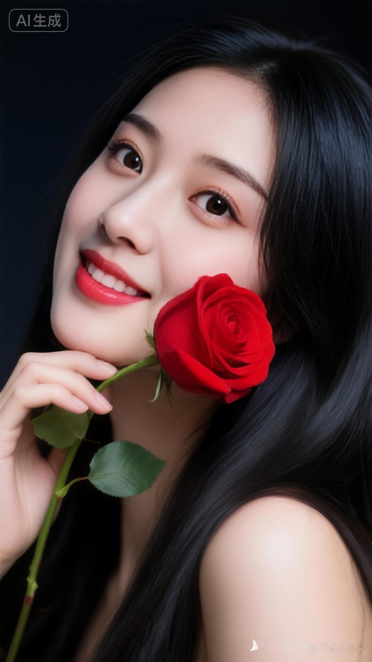 玫瑰与美人，浪漫与优雅的完美结合。🌹💄👩‍❤️‍💋‍👩