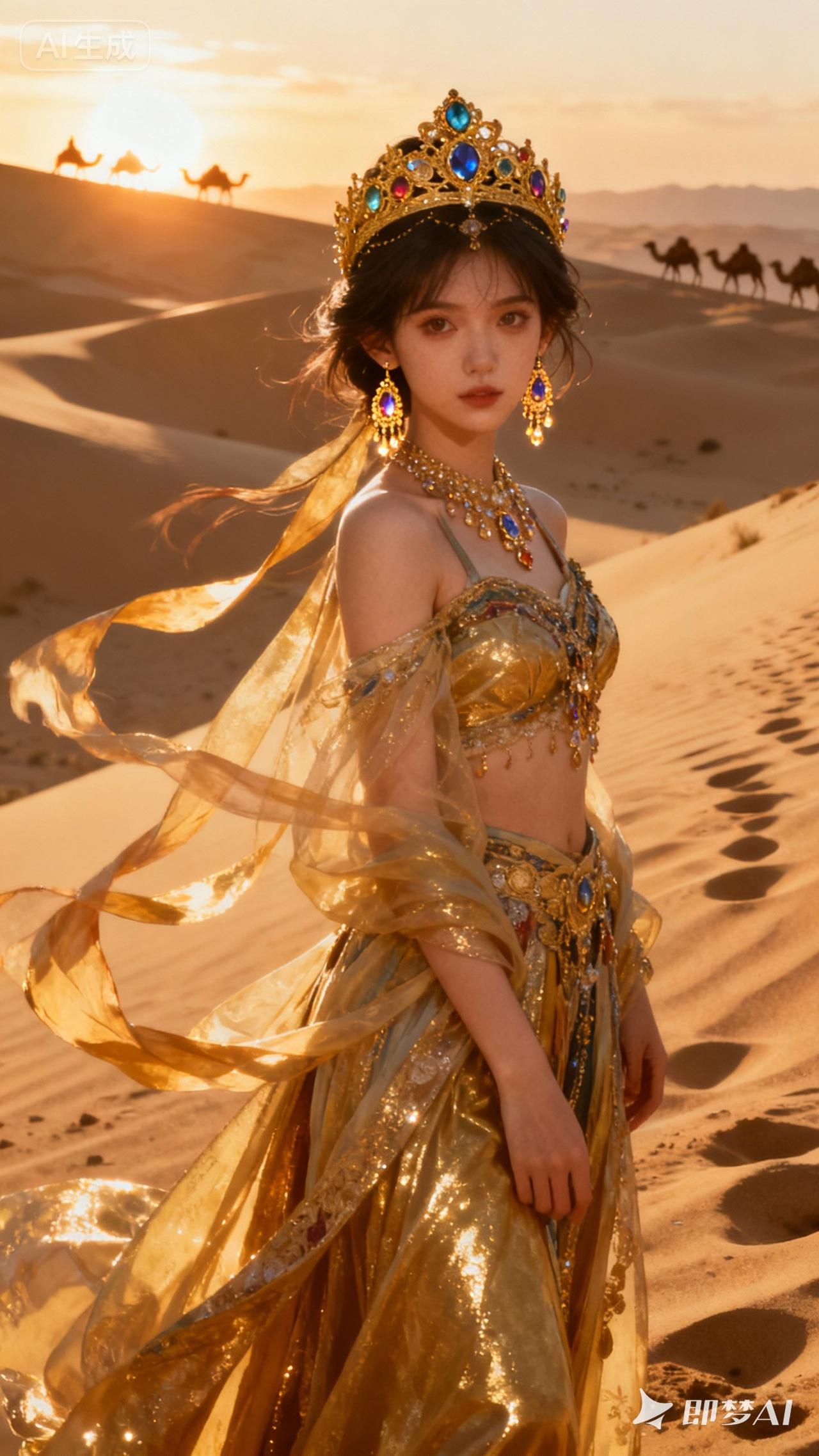 沙漠女王，金衣华裳。