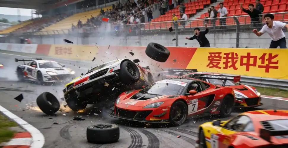 2026年3月14日下午，上海国际赛车场上演惊魂一幕，亚洲保时捷卡雷拉杯房车赛发