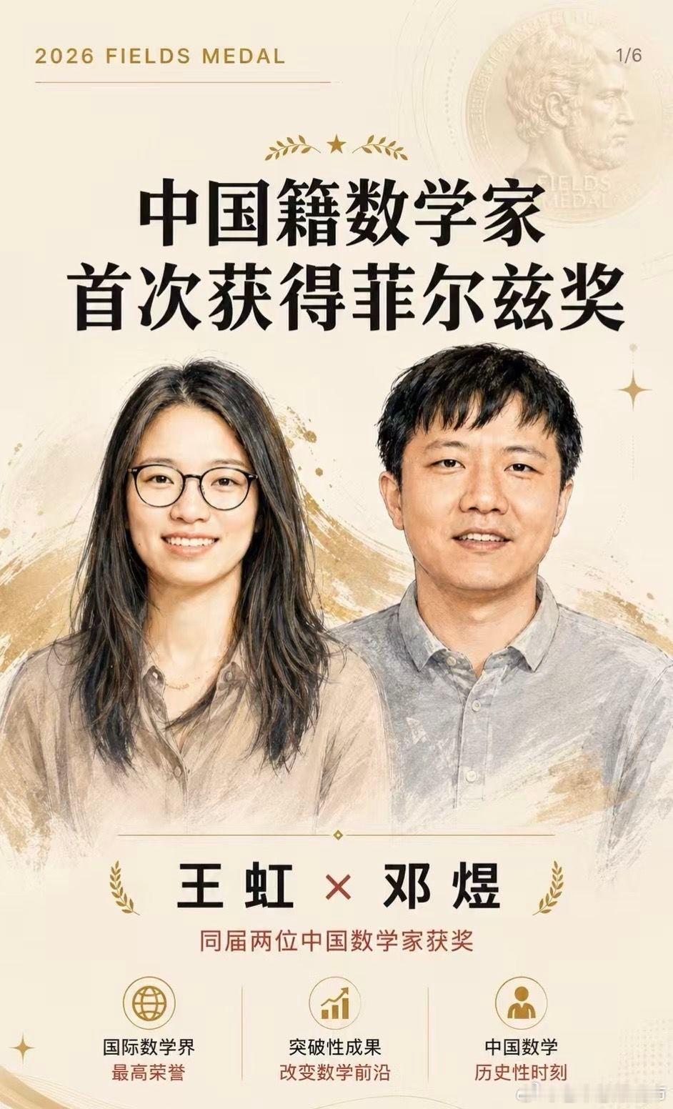 菲尔兹奖菲尔兹奖四年一届，每届最多四人，只授予40岁以下数学家。两位北大2007