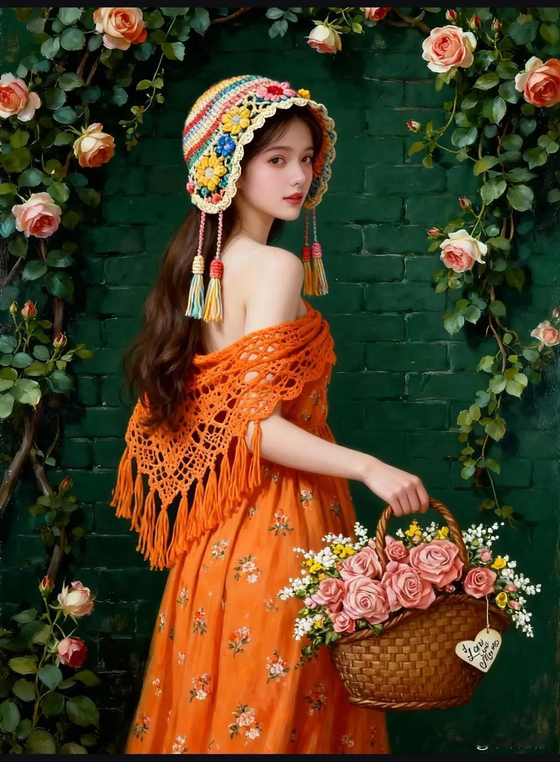 橘色裙摆揉碎了春日浪漫，花篮里藏着一整个繁花盛开的温柔🌼
粉色的优雅漫步 粉橙