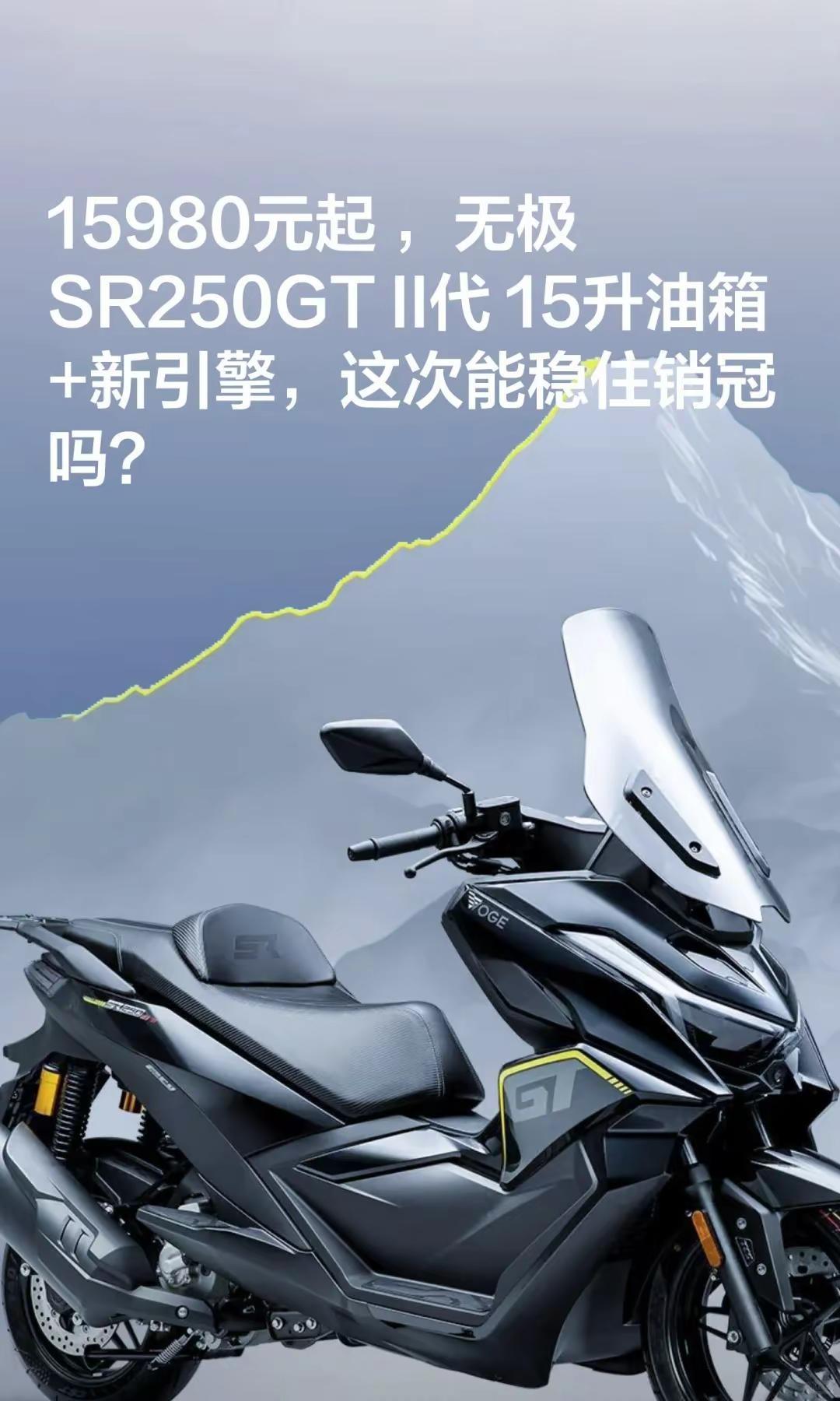 1.6万起无极SR250GT II代上市。15980元起 ，无极SR250GT 