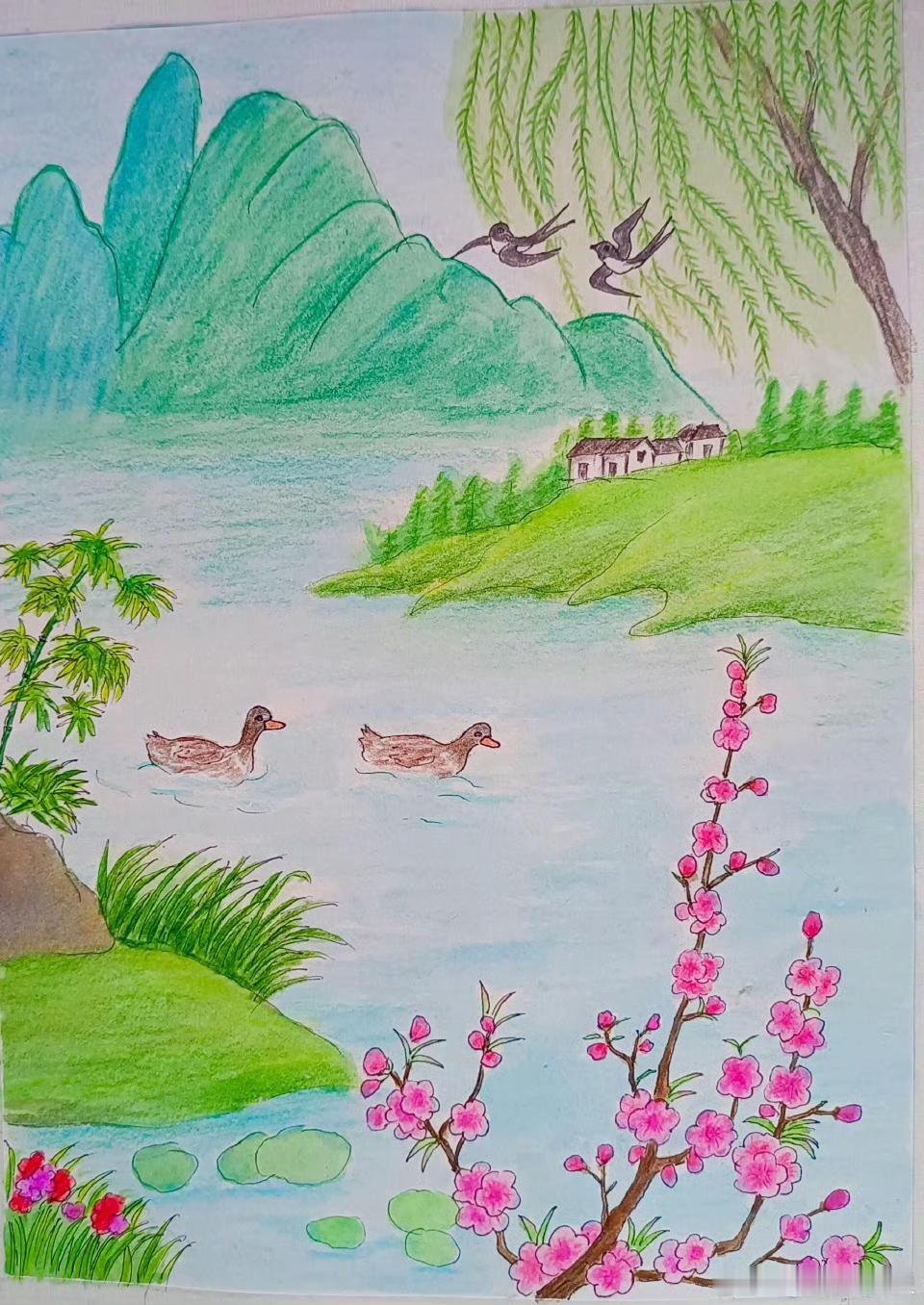 上联：冬去山明水秀，下联：春来鸟语花香。
这是一副经典对联，生动描绘了季节更替、