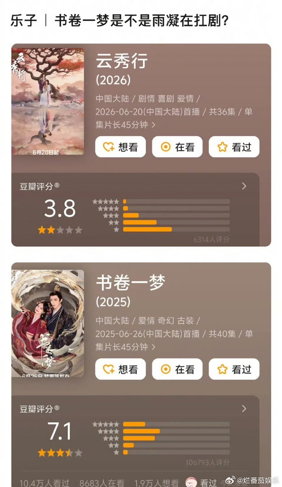 李一桐《云秀行》扑成这样，能说明《书卷一梦》是刘宇宁扛的吗 